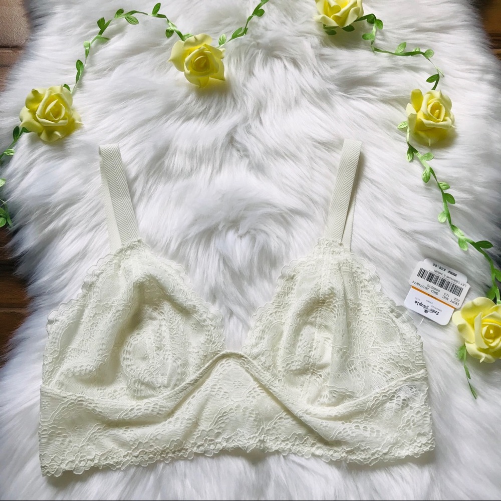 Free people ivory bralette NWT cream top lace - Picture 4 of 8